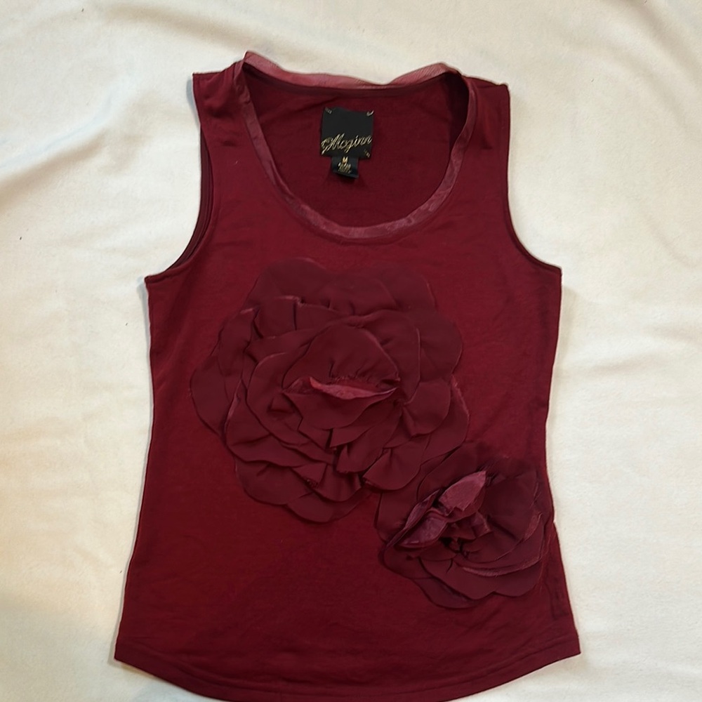 Anthropologie Red Tank Top with flower